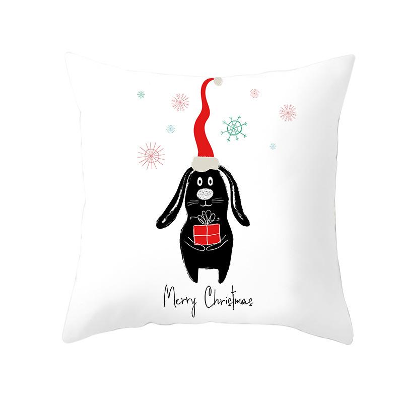 Cartoon Christmas Peach Skin Pillow Cover New Sofa Cushion Cover Square Cushion Pillow Cover