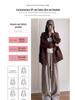 Korean Style 2025 High Waist Retro Pinstripe Wool Pants: Women’s Slimming Wide-Leg, Floor-Length for Spring, Autumn, Winter.