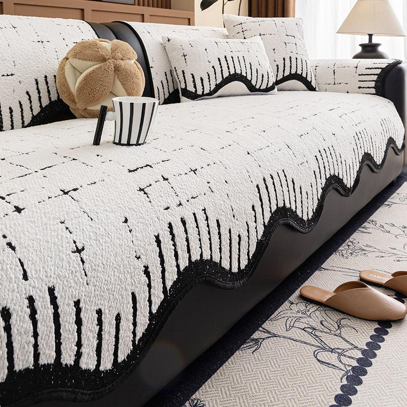 Machine Washable Irregular Plush Warm Sofa Cover For Winter Thickened Universal Anti Slip Anti Cat Scratch Seat Couch Cushion
