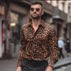 Primăvara și toamna bărbaților comerț exterior casual leopard imprimare mânecă lungă tricou bărbați plus size tricou