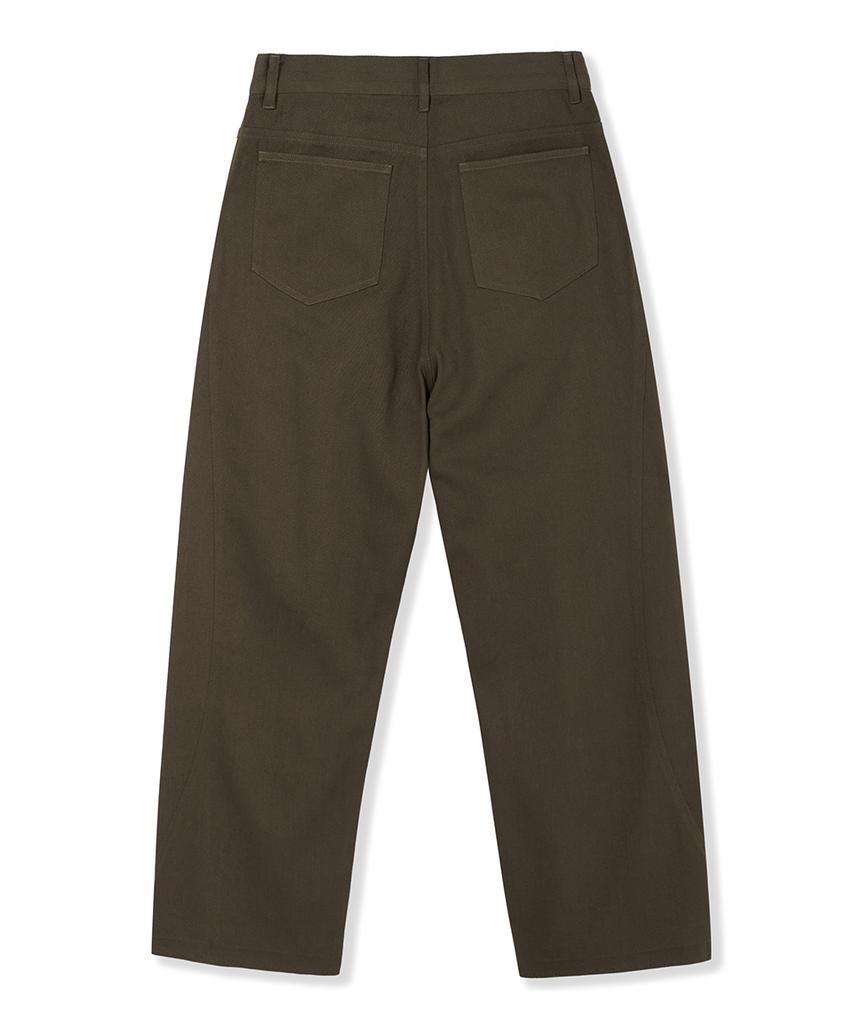 NODU Adn Wide Curved Cut Daily Cotton Pants [Brown]