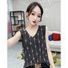 2023 Shiny Silk Sleeveless V-Neck Women's Vest - Spring/Summer New Style, Loose Fit with Hot Diamond Sling Knitted Design