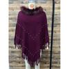 Autumn and Winter Plus Size Jacquard Pearl Tassel Women's Outer Warm Hair Collar Shawl Cape