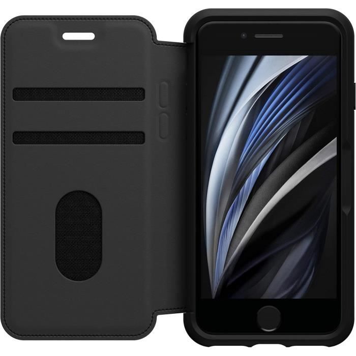 Coque à rabat - otterbox - strada - antichoc - cuir véritable - noir