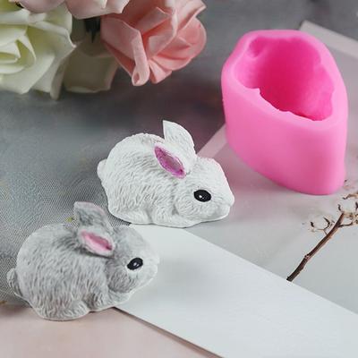 1 Pcs 3D Rabbit Mold Silica Gel Candle Mold Easter Rabbit Cake Mold Sugar Cake Chocolate Silica Gel Mold YSX