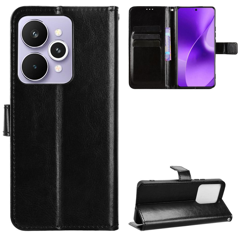 For Realme 15 5G/Realme 15 Pro 5G PU Leather Case with Strap Crazy Horse Texture Phone Wallet Cover