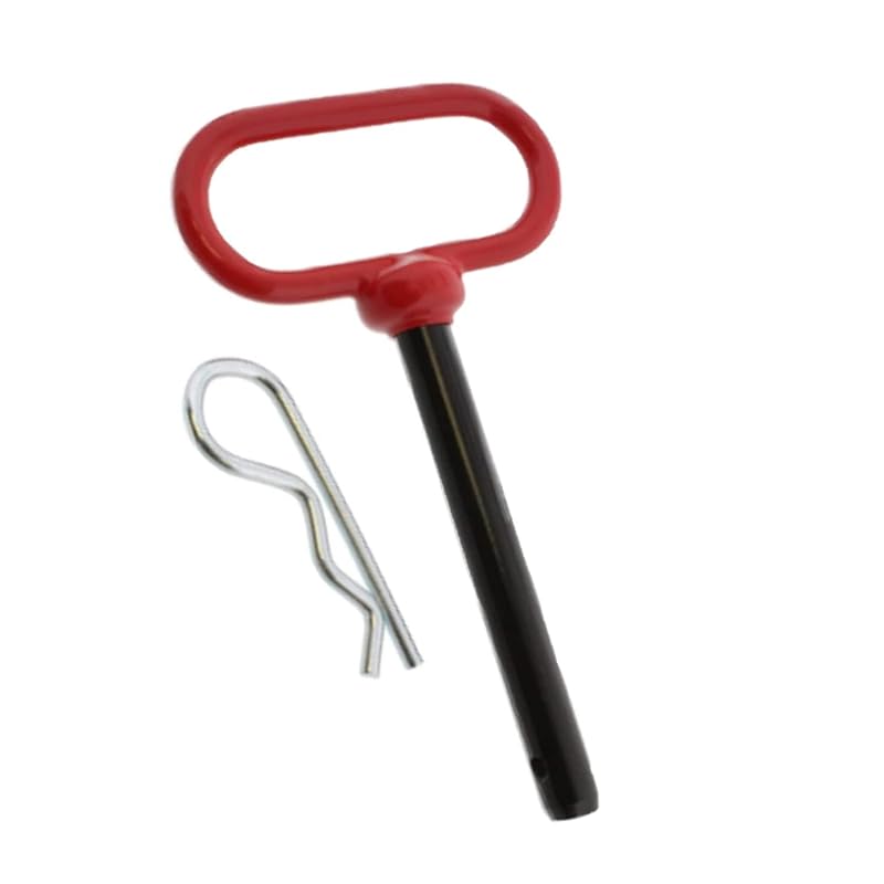 3/8 X 4 Inch Heavy Duty Tractor Hitch Pin & Clip, Red Handle Trailer Tow Hitch P For Tractors, RV, Truck, Boat, ATV, Car - Corrosion Resistant Solid