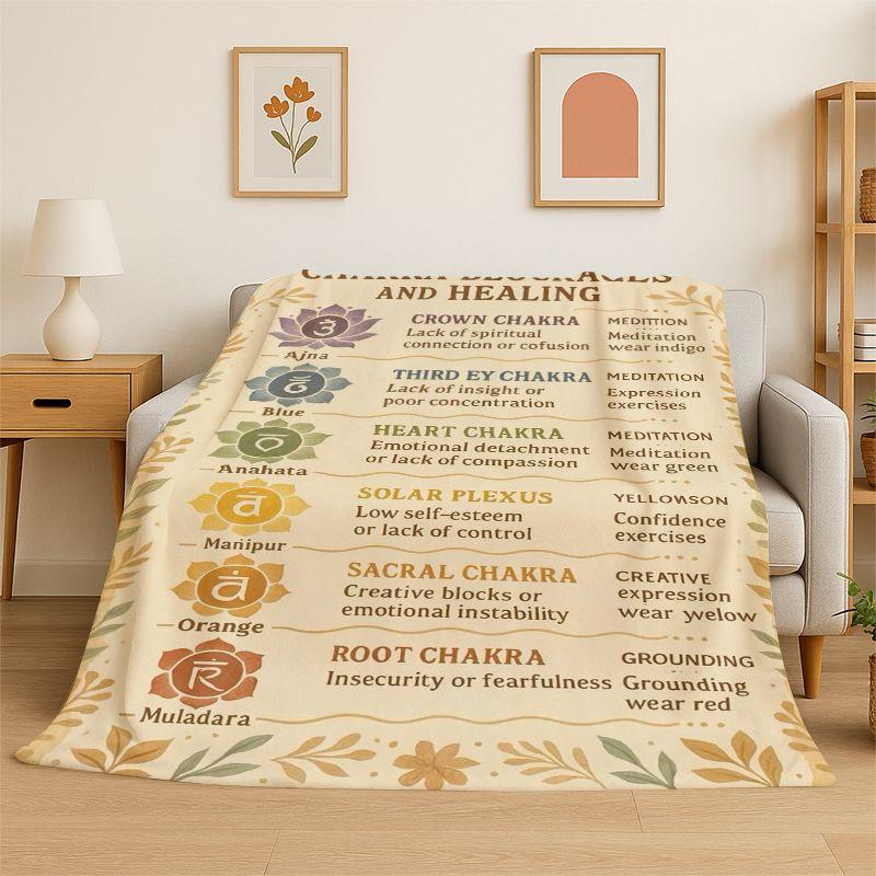 Rainbow Chakra Yoga Mandala Meditation Flannel Blanket Soft Throw Blanket for Bedroom Living Room Bed Travel Camping Picnic Nap