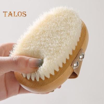 Bath Brush with Beech Wood Handle Soft Nylon Bristles Gentle Exfoliation Hanging Design Shower Brush Bath Accessories