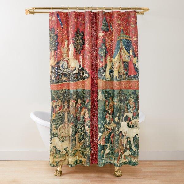 Medieval Deer Hunting Scene Shower Curtain Ladies and Dogs Antique Shower Curtain Animals Retro Vintage Bathroom Curtains Set