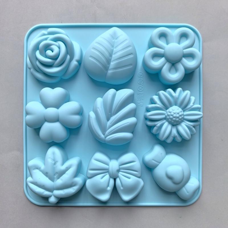 9 Cavity Flower Shaped Candy Chocolate Cookies Silicone Mold Kitchen Handmade Baking Tool