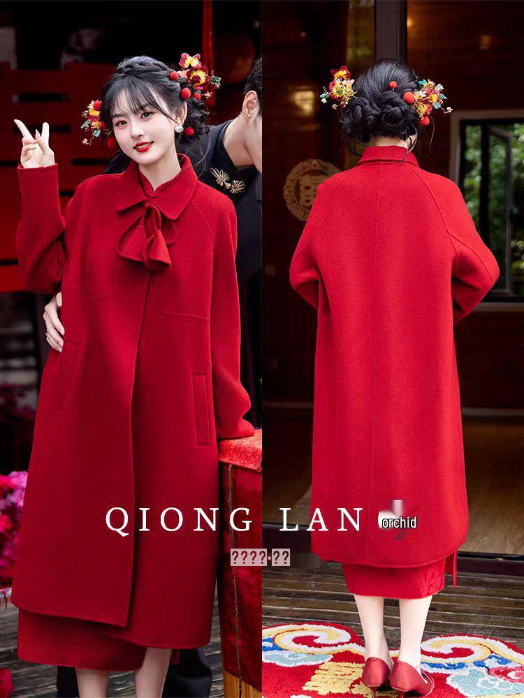 Petite Faux Wool Red Coat: 2024 Autumn/Winter Wedding & Engagement