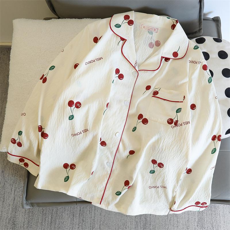 Pajamas Women's Spring and Autumn Cute Cartoon Dalmatian Cloud Cotton Long-sleeved Home Service Suit Can Be Worn Outside