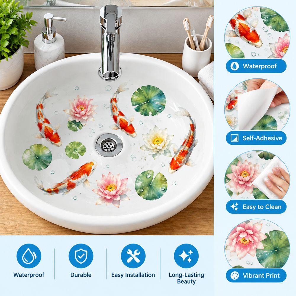 PVC Bathtub Decal Waterproof Koi Fish Sticker High Quality Sink Sticker