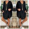Women's Oversized Loose Fit Turn Down Collar Long Sleeve Button Down Linen Blend Casual Shirt Blouse Top