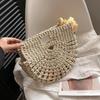 Yogodlns Bohemian Large Capacity Beach Bag Women's Straw Bag Stylish Handbag Natural Grass Hand Woven Designer Female Basket Shoulder Bag