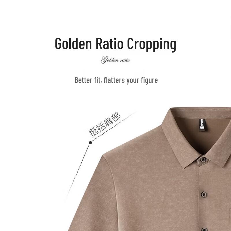 Golden Chrysanthemum Men's Short Sleeve Ice Silk Wrinkle-Free Shirt