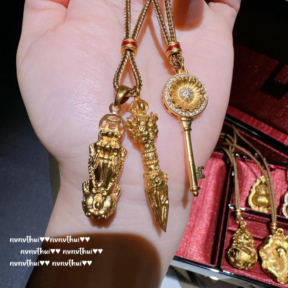 Ancient Gold Filigree Chiseled Pixiu Pendant Necklace, New Chinese Style, Rich Woman Hammer Lotus Leaf Gourd Fulu Rope Chain