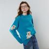 Chuyu Women's Bear Jacquard Loose-Fit Sweater