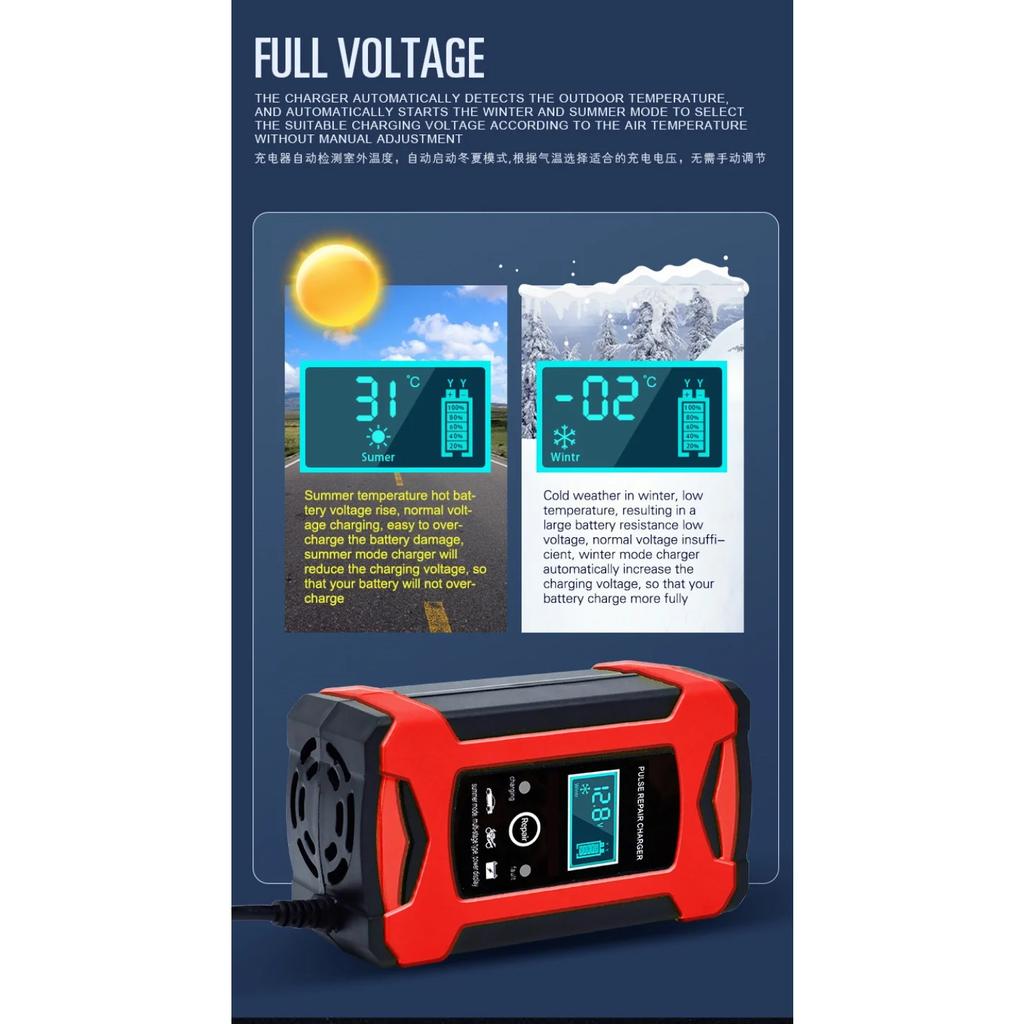 2V 6A Autobatterieladegerät Intelligent Schnellladung Impulsreparaturtyp Vollautomatischer Stopp Dual-Modus Blei-Säure für Motorrad LKW