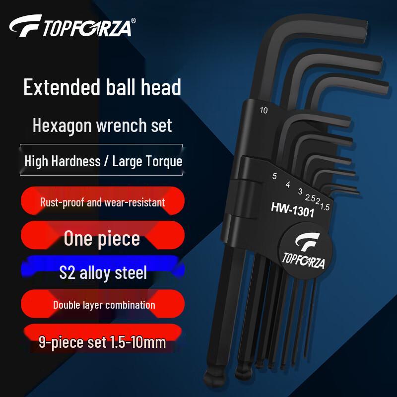 TOPFORZA Metric Ball-End Hex Key Set