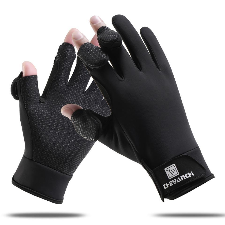 

Gobygo Fishing Gloves Flip Finger Touch Screen Waterproof Wear-Resistant Outdoor Riding Thickened Silicone Anti-Slip Men Women L