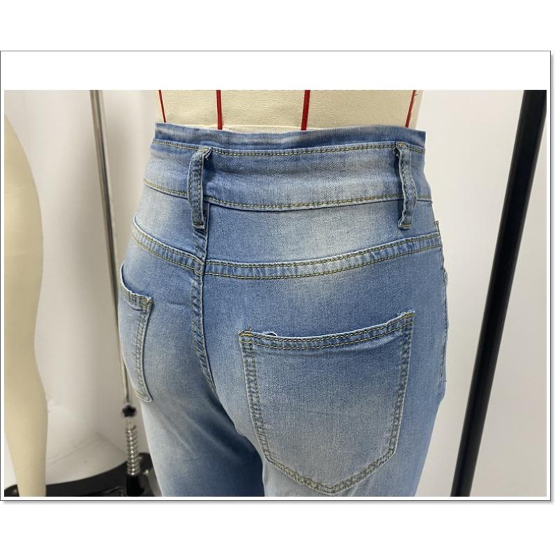 Women's Jeans High Waisted Trousers Patchwork Flared Jeans Long Pant
