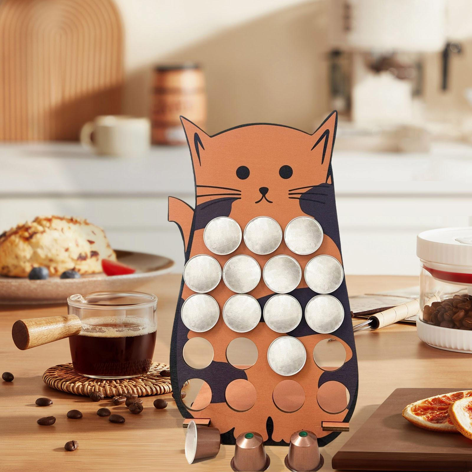 

Cat Coffee Pod Holder Capsule Stand Elegant Hold 19 Capsules Display Rack for Kitchen
