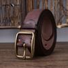 Vintage Handmade Men's Leather Belt Top Layer Pure Cowhide Copper Buckle Jeans Leather Belt