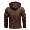 Autumn and winter men's leather jacket removable hooded leather jacket fashion slim retro PU leather jacket men's coat