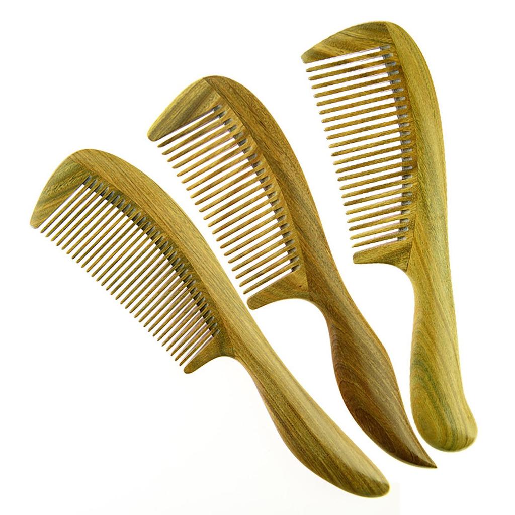 Large Jade Sandalwood Comb - Thick Wide Tooth Curling with Custom Engraving Option