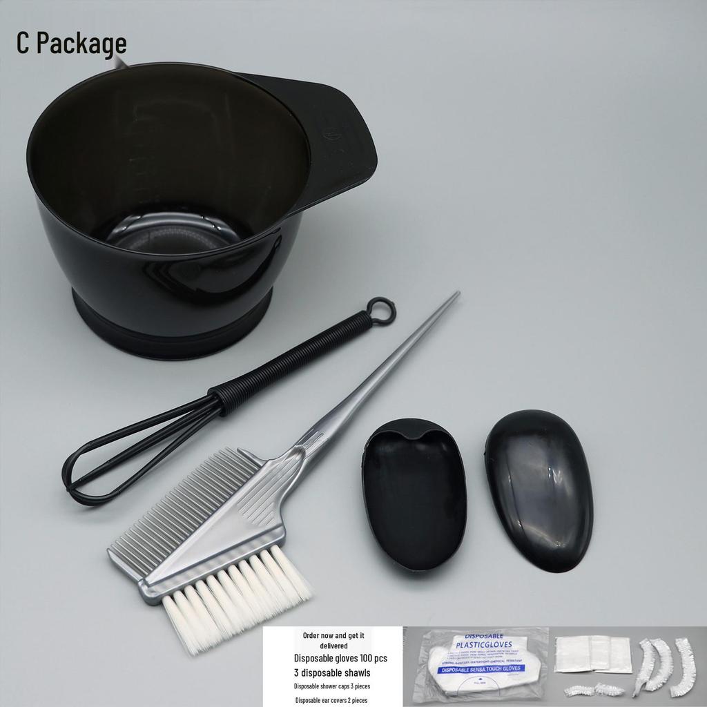 Kit de coloration capillaire: Châle, Bol de teinture, Peigne, Brosse douce, Cache-oreilles, Articles professionnels pour cheveux.