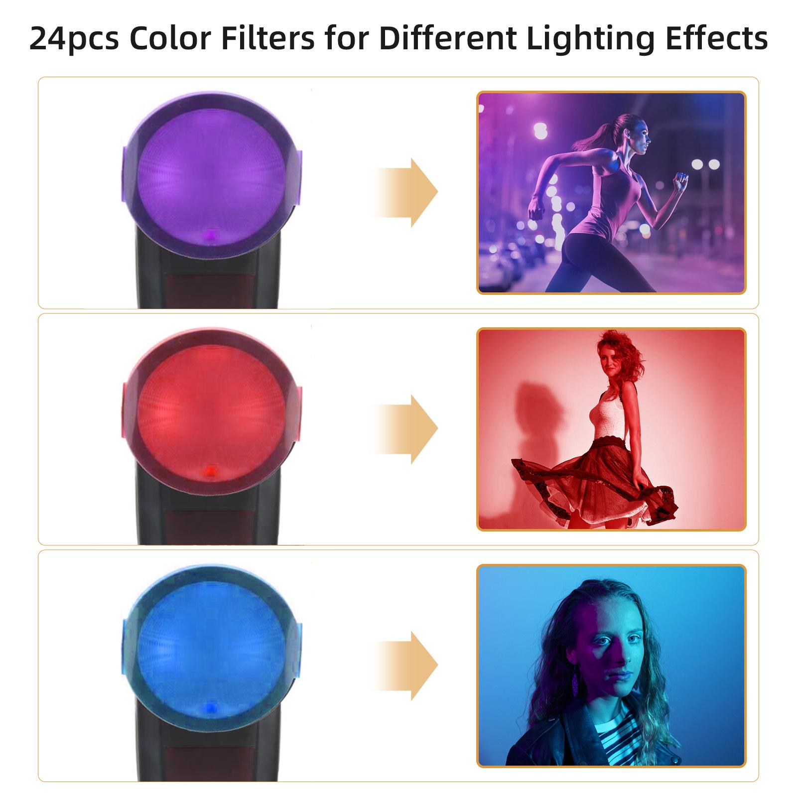

24pcs Round Head Camera Flash Gels Lighting Filters Color Correction Filter Kit for Godox V1 Series Speedlight H200R разноцветный