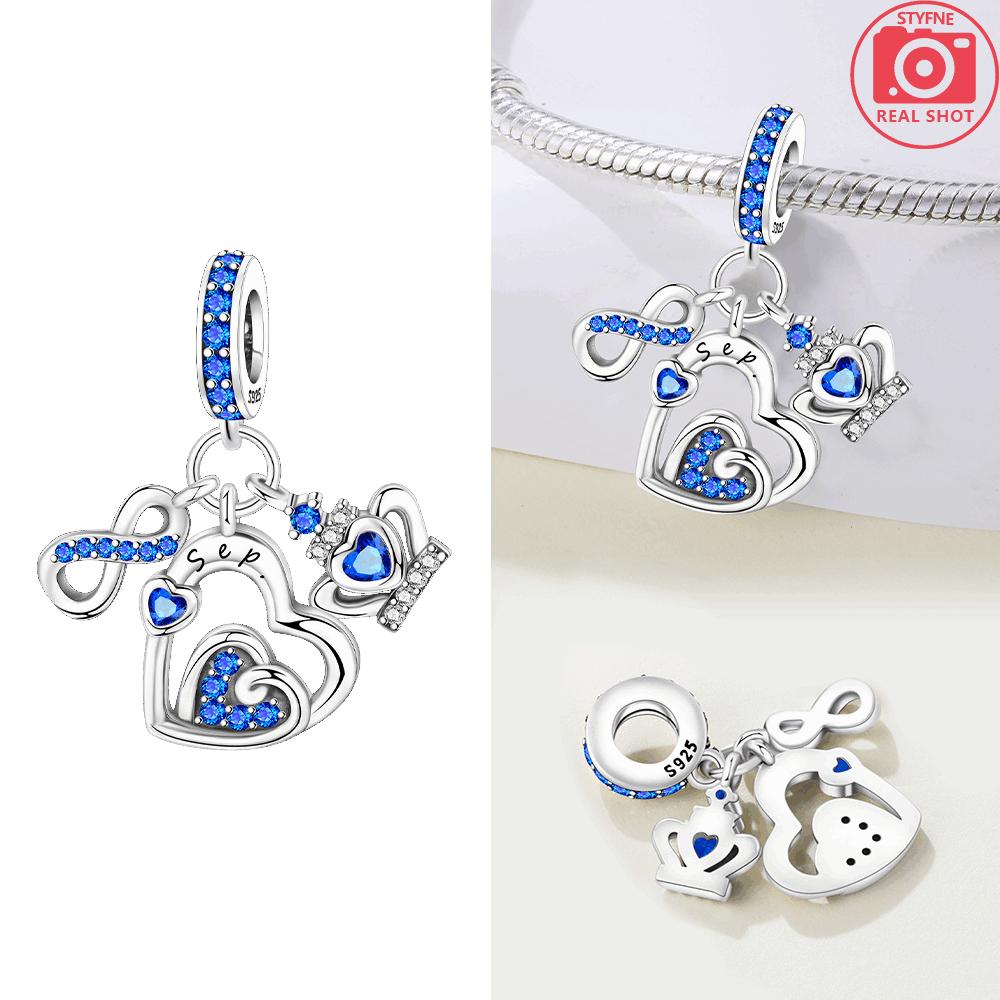 Original Copper Orange Birthstone Pendant Purple Zirconium Infinite Love Collection Bead Fit Bracelet Gift Women Diy Jewelry