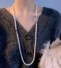 41+44CM Double-layer Leafless Collarbone Sweater Chain AAA Grade Silver Plated Trendy Freshwater Pearl Necklace Women Pearl