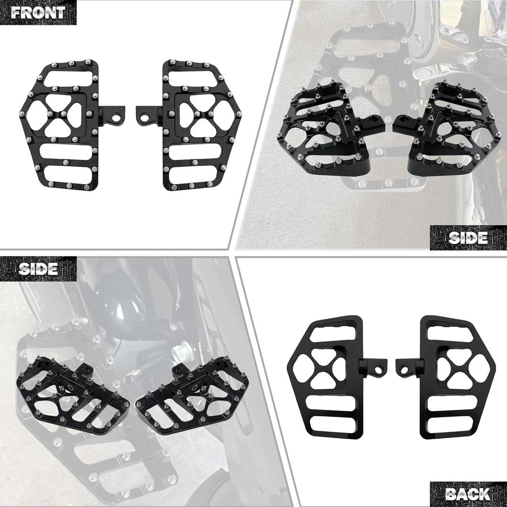 HDBUBALUS CNC Wide Footpegs Floorboards Offroad Foot Pegs Fit for Harley Dyna Fatboy Street Bob Wide Glide Sportster Bobber Chopper Black 1 Pair