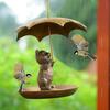 Animal Bird Feeder With Umbrella - Cute Squirrel//Dog Holding Umbrella Design Bird Feeder - Metal Feeders For Garden Yard Decor, For Birds Lovers