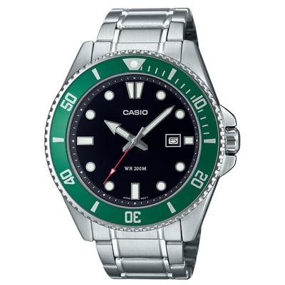 Orologio da uomo analogico standard in acciaio inossidabile quadrante nero al quarzo MDV-107D-3 200M