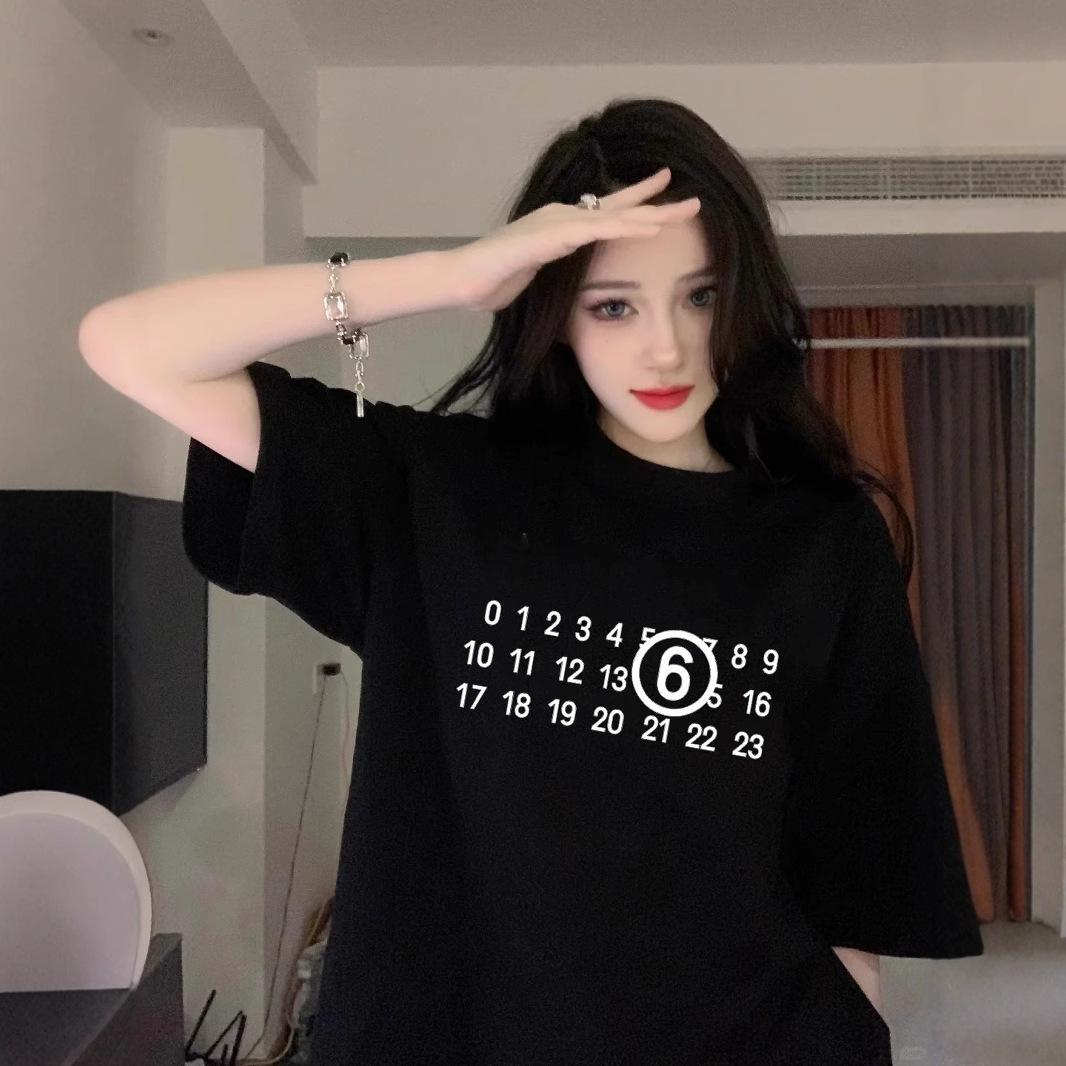 

Женская черная футболка с коротким рукавом из чистого хлопка - Модный американский уличный стиль, Летний дизайн 2025 года, Нишевый топ с рукавом до локтя. XXL чёрный