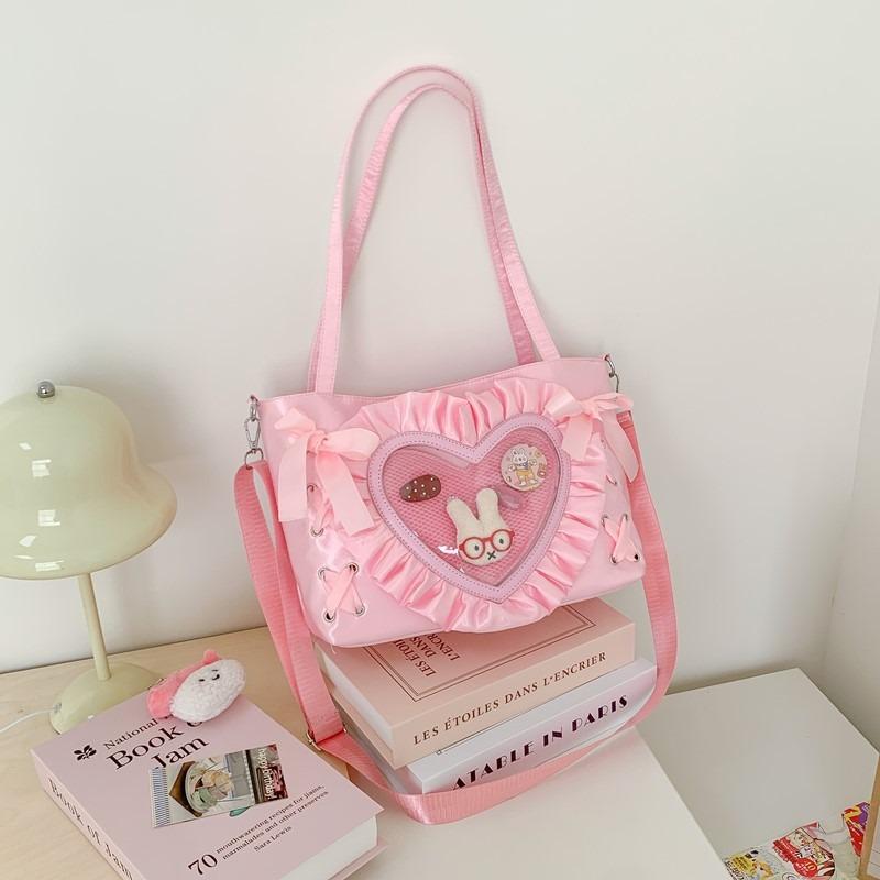 New Sweet and Cool Two-dimensional Transparent Shoulder Bag Love Lace Large-capacity Handbag