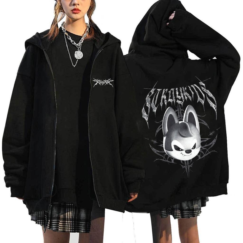 KPOP DominATE Tour Merch FELIX HAN BANGCHAN CHANGBIN HYUNJIN SEUNGMIN LEE KNOW Cartoon Print Zip Up Women/Men Hoodie Sweatshirt