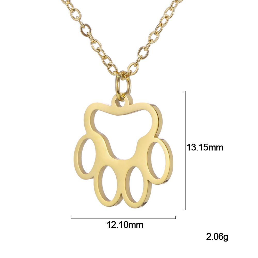 Cazador Fashion Animal Paw Hollow Pendant Necklace for Women Girl Dog Cat Bear Paw Neck Chain Stainless Steel Jewelry Gift
