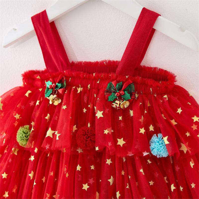Toddler Baby Girl Christmas Dress Star Sequin Layered Tutu Tulle Dress Girls Cake Smash Xmas Tree Dresses