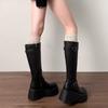 Retro French Black Platform Boots, New Summer Small Fat Mm Thin and Heightened Knight Boots