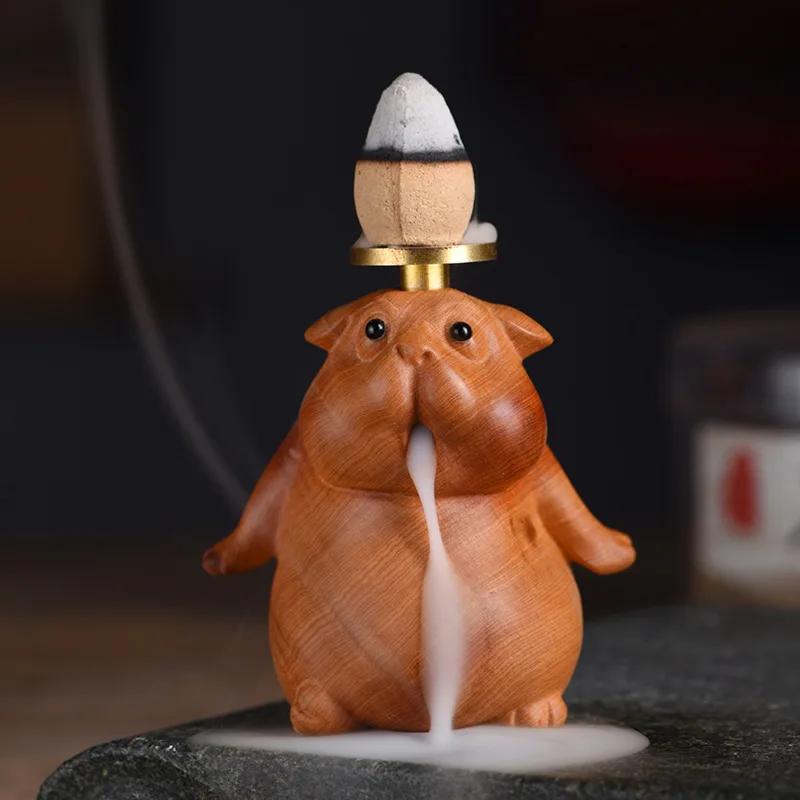 New Wooden Carved Groundhog Backflow Sandalwood Decorations Home Office Zen Aroma Decorations Incense Ware Creative Home Decor