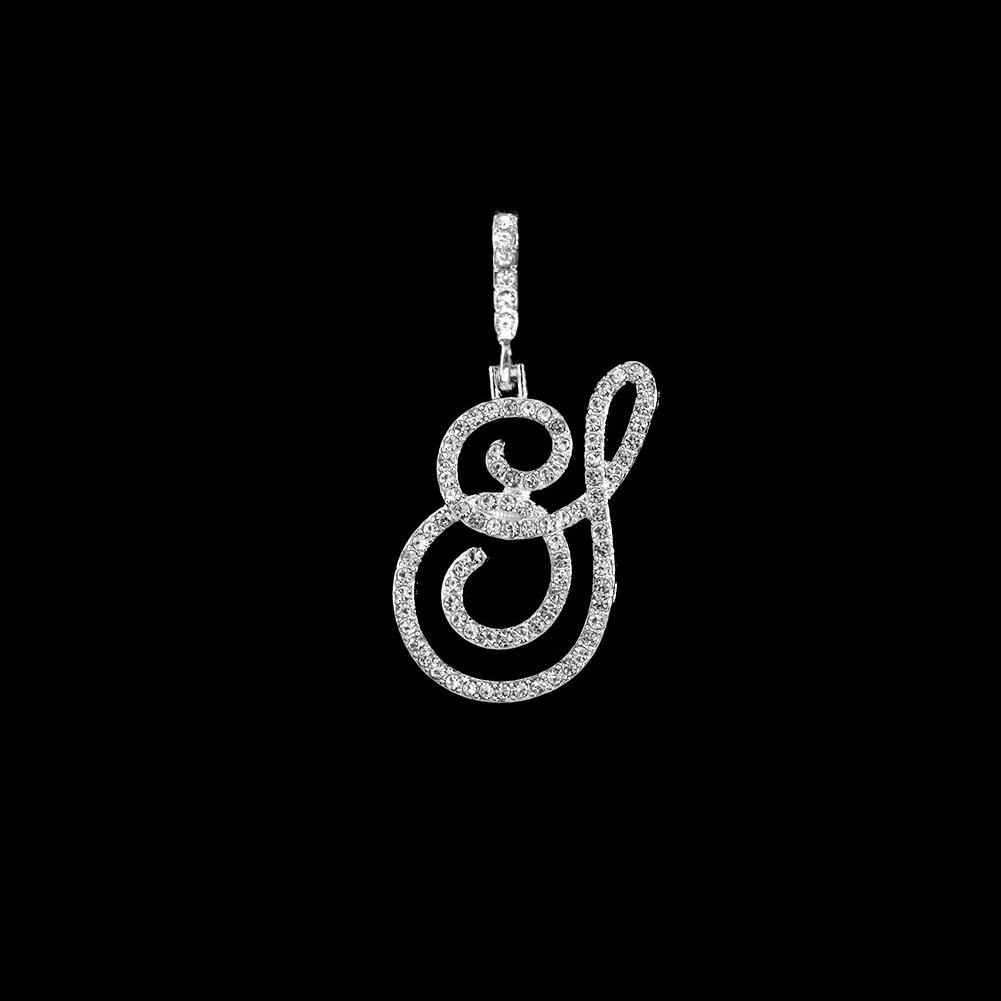 Collana Pendente Lettera Iniziale Z in Corsivo con Zirconi alla Moda per Donna Collana con Cordino Alfabeto in Cristallo Lucido Gioielli Hip Hop