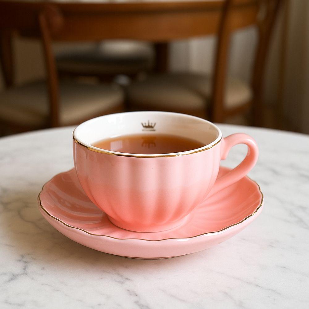 Ceramic Coffee Cup Spoon Plate Set Gold Trim Tea Cups Coffee Ware Afternoon Tea Set  Afternoon Tea