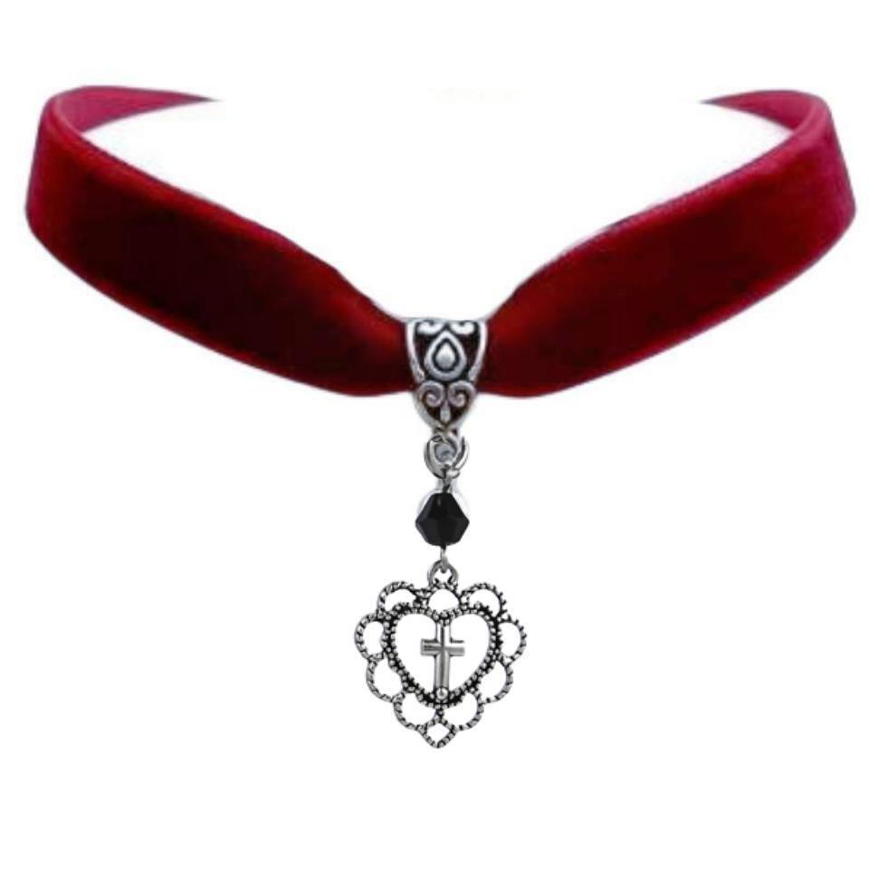 Black Velvet Heartshaped Necklace Alloy Pendant For Women Summer Fashion Accessory