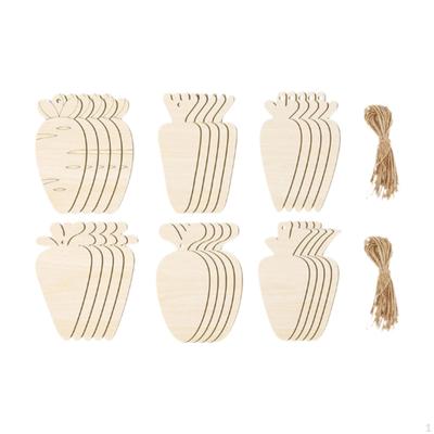 60 Pieces Wooden Carrot Shaped Cutouts Unfinished Wood Slices Party Supplies Props Adorable