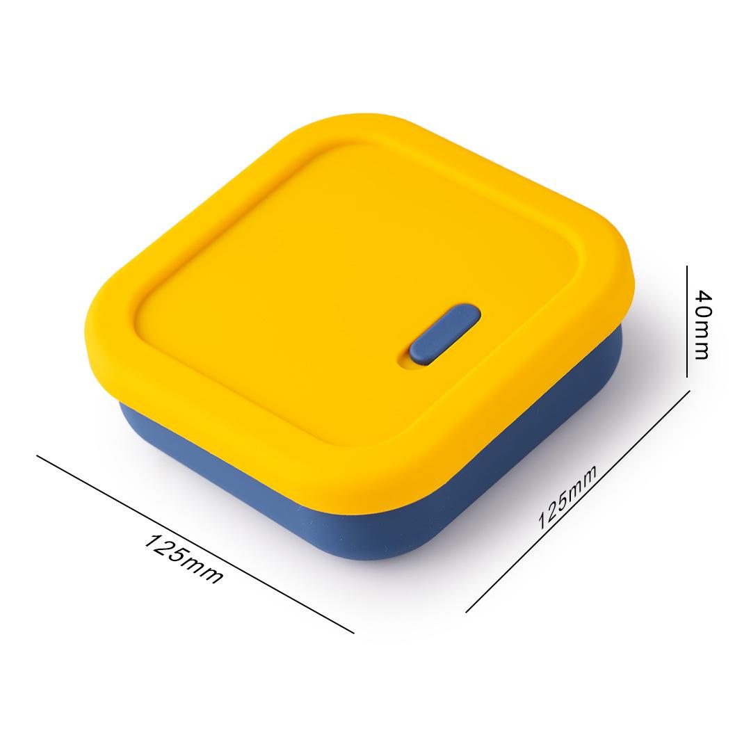 

1PC 300ML Silicone Fruit Crisper Refrigerator Square Silicone Lunch Box with Exhaust Valve Microwave Oven Bento Box 12.5X12.5X4CM